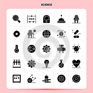 Solid 25 Science Icon set. Vector Glyph Style Design Black Icons Set. Web and Mobile Business ideas design Vector Illustration