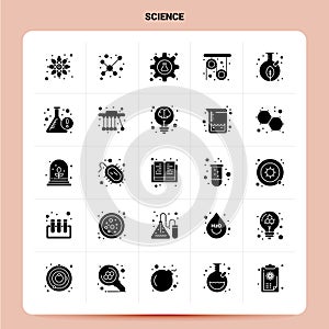 Solid 25 Science Icon set. Vector Glyph Style Design Black Icons Set. Web and Mobile Business ideas design Vector Illustration