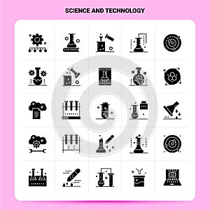 Solid 25 Science And Technology Icon set. Vector Glyph Style Design Black Icons Set. Web and Mobile Business ideas design Vector