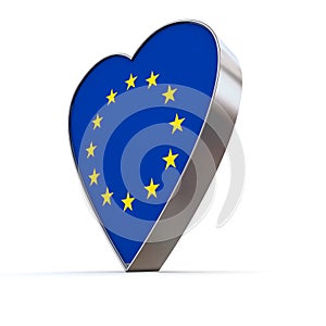 Solid Shiny Metallic Heart -Flag of European Union
