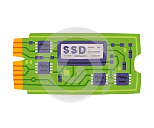 Solid-state Drive as Personal Computer Accessory and Component Vector Illustration