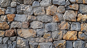 Solid Stone Wall Constructed With Rocks