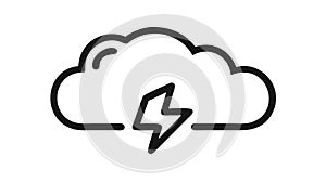 Solid Storm Cloud Icon with Lightning Bolt, vector design Generative AI