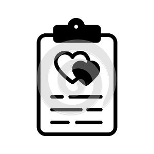 A solid style icon denoting wedding vows paper