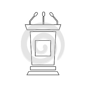 Solid Tribune or Podium silhouette Icon for your design. Tribune with line art style. Vector illustration.