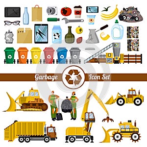 Solid-waste management. Dumpsters and and waste types. Special equipment for dumps and workers