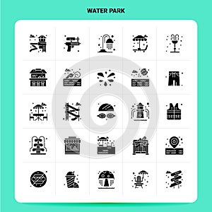 Solid 25 Water Park Icon set