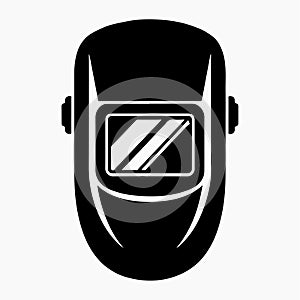 Solid welding helmet icon isolated on white background