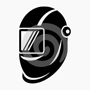 Solid welding helmet icon isolated on white background