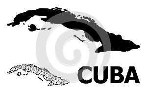 Solid and Wire Frame Map of Cuba