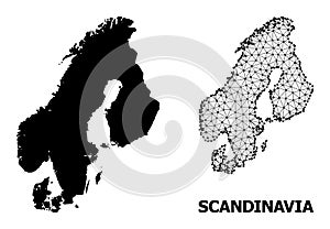 Solid and Wire Frame Map of Scandinavia