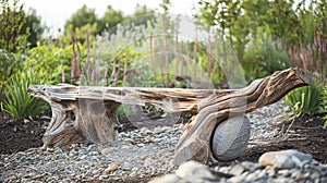 Solid Wood Bench Carved From Log