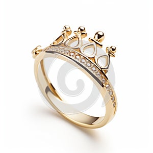 Solid Yellow Gold Crown Ring With Diamonds - Inspired By Dom Qwek