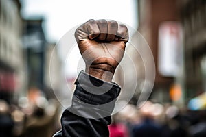 Solidarity and Activism: Fist Raised in Protest at Peaceful Rally - Generative AI