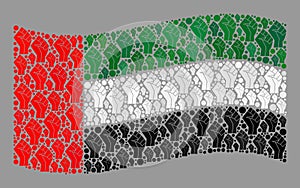 Solidarity Waving United Arab Emirates Flag - Mosaic of Rebellion Gesture Elements