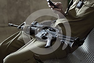 Solider with rifle photo
