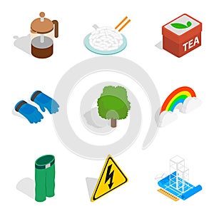 Solidification icons set, isometric style photo