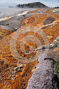 Solidified rust colored mineral deposits