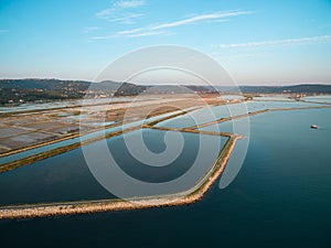 Soline in Slovenia at sunset, place of extraction of sea salt.