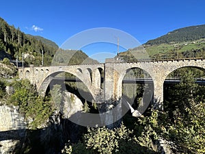 The Solis Viaduct of the Rhaetian Railway or Soliser Viadukt (Solisbrucke oder Solisbruecke) photo