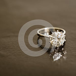 Solitair brilliant diamond on gold ring