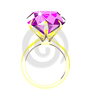 Solitaire - diamond ring vector illustration