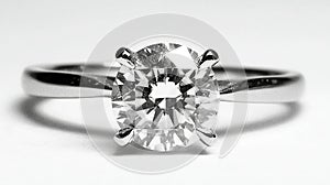 Solitaire diamond ring, white background, jewelry advertisement