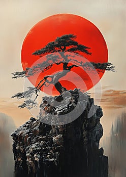 Enduring Pine Against the Rising Sun photo