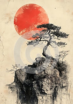Enduring Pine Against the Rising Sun photo