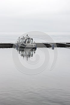 Solitary boat in a harbor