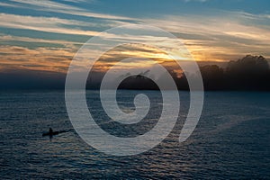 Solitary Canoer at sunset