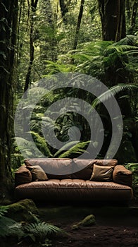 A Solitary Couch in the Serene Forest