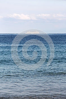 Solitary cruise ship in the ocean