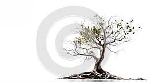 Solitary Dry Tree, Stark Beauty Against White Background as design material photo