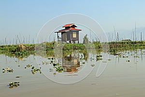 A solitary house on Inle Lake