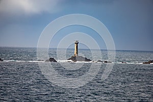 Solitary longships Lighthouse Cornwall