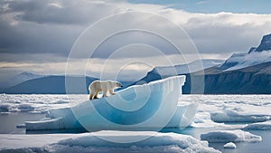 A lone polar bear braving the icy chaos, AI generated