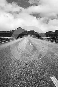 Solitary road among the mountains