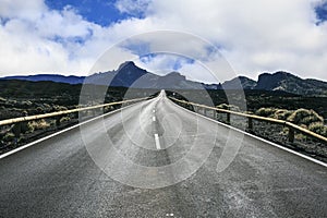 Solitary road among the mountains