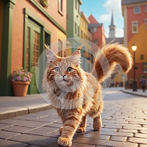 Solitary Stroll: The Enigmatic Orange Cat