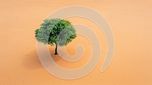Solitary Tree Standing in the Middle of a Desert Landscape