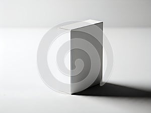 A solitary white rectangular block casting a soft shadow on a plain background