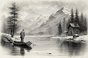 Solitude in Grayscale: The Silent Lake