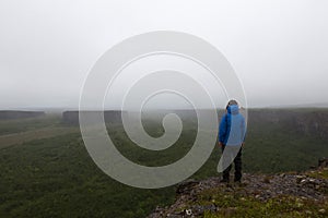 Solitude landscape in Iceland mist.
