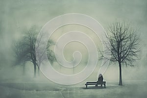 Solitude in a Misty Park