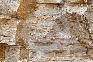 Solnhofen plattenkalk, a thin bedded limestone of Jurassic age, in a quarry