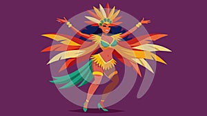 A solo dancer mesmerizing the audience with a powerful Samba routine wearing a vibrant and elaborate costume.. Vector