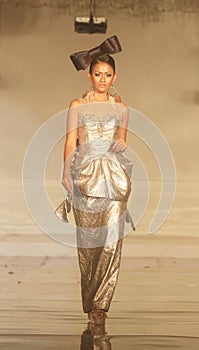 Indonesian Female Model at Fashion Show Wearing Lattest Collection