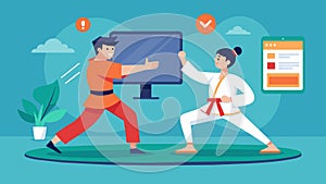 A solo martial artist training with a virtual instructor honing their techniques and receiving immediate feedback photo
