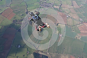 Solo skydiver in freefall